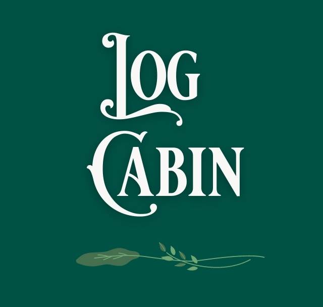 graphic for website that says Log Cabin