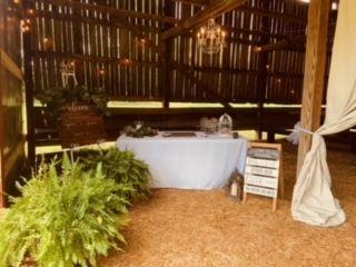 Welcome table at the barn