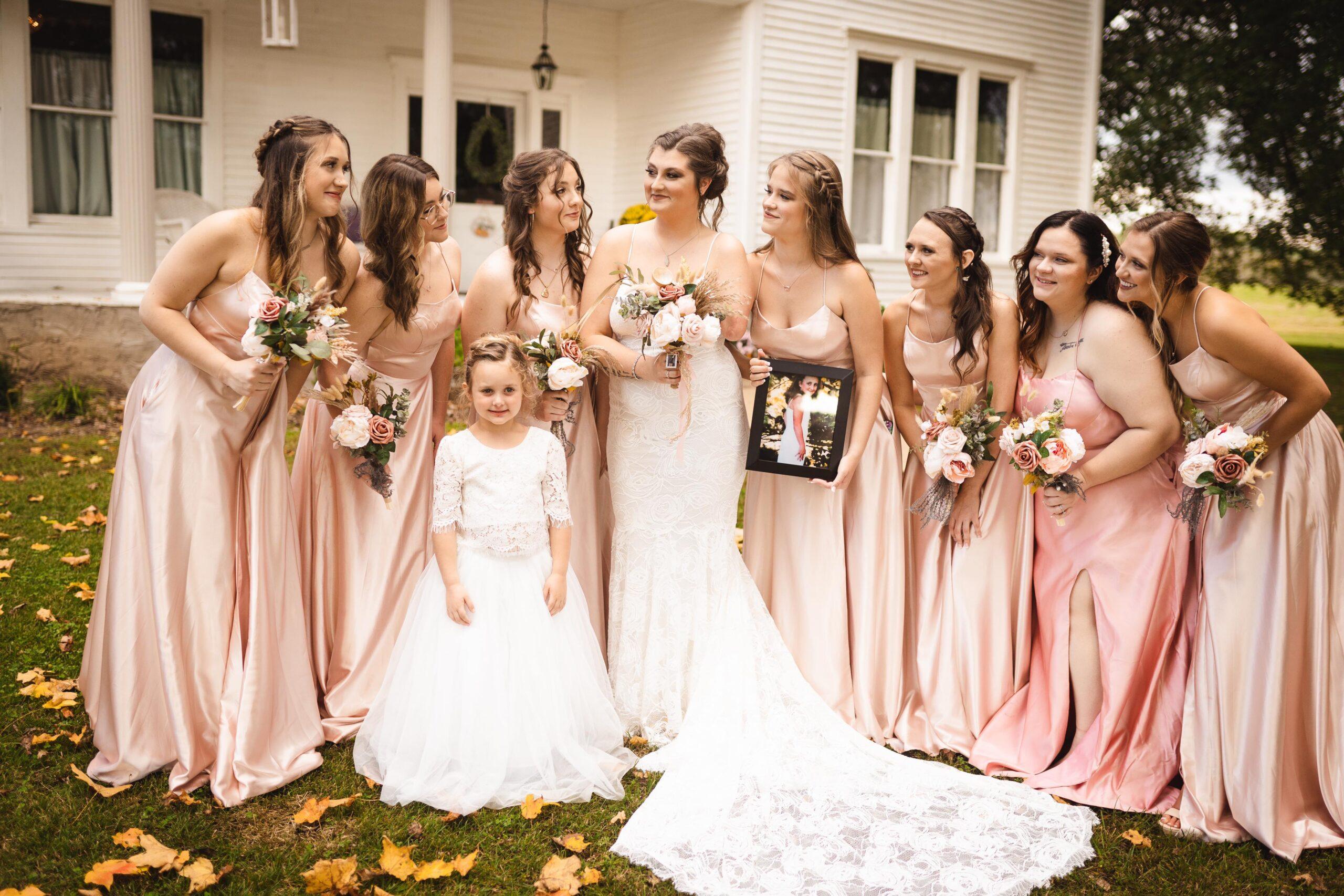 Bride with Bridesmaids and flower girl