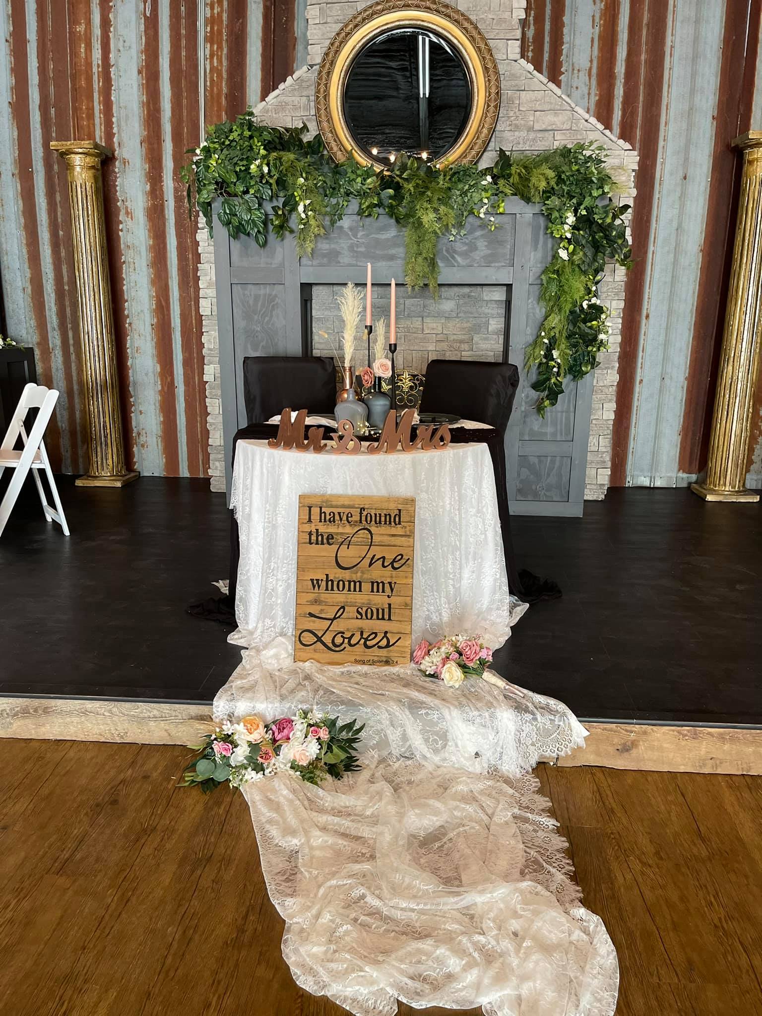 Bride and Groom table at Reception in the Main Event Building