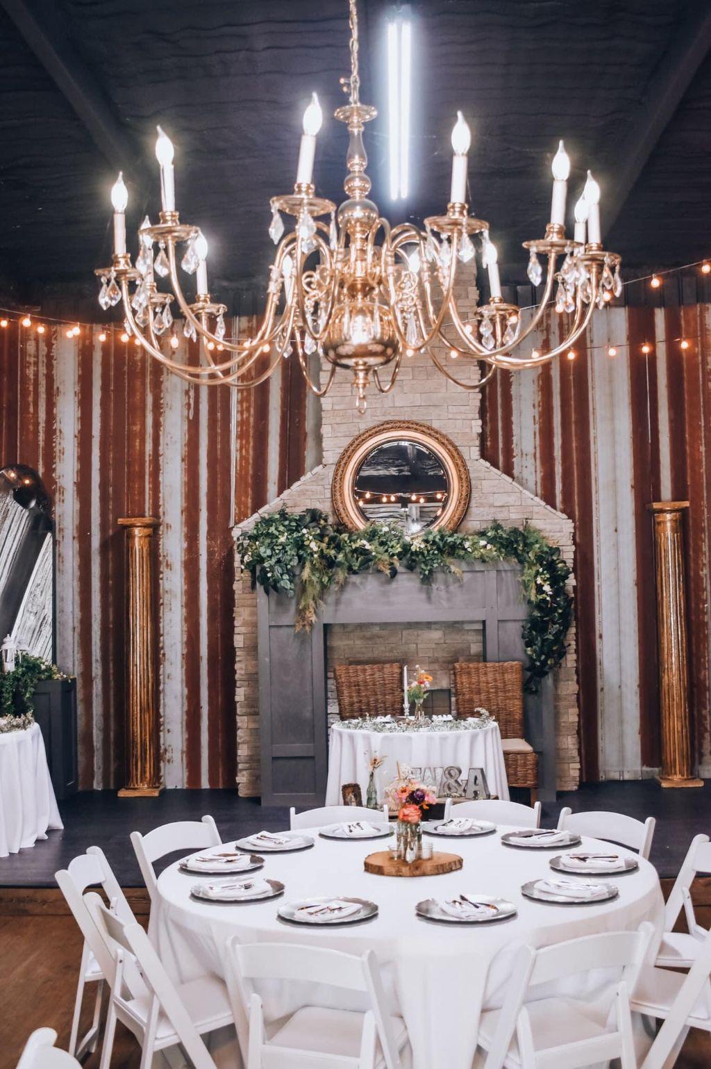 Burks Wedding - Indoor reception seating in event space