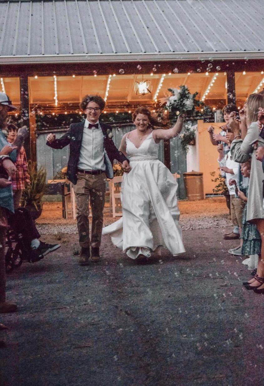 Madison and Dylan head out of their reception